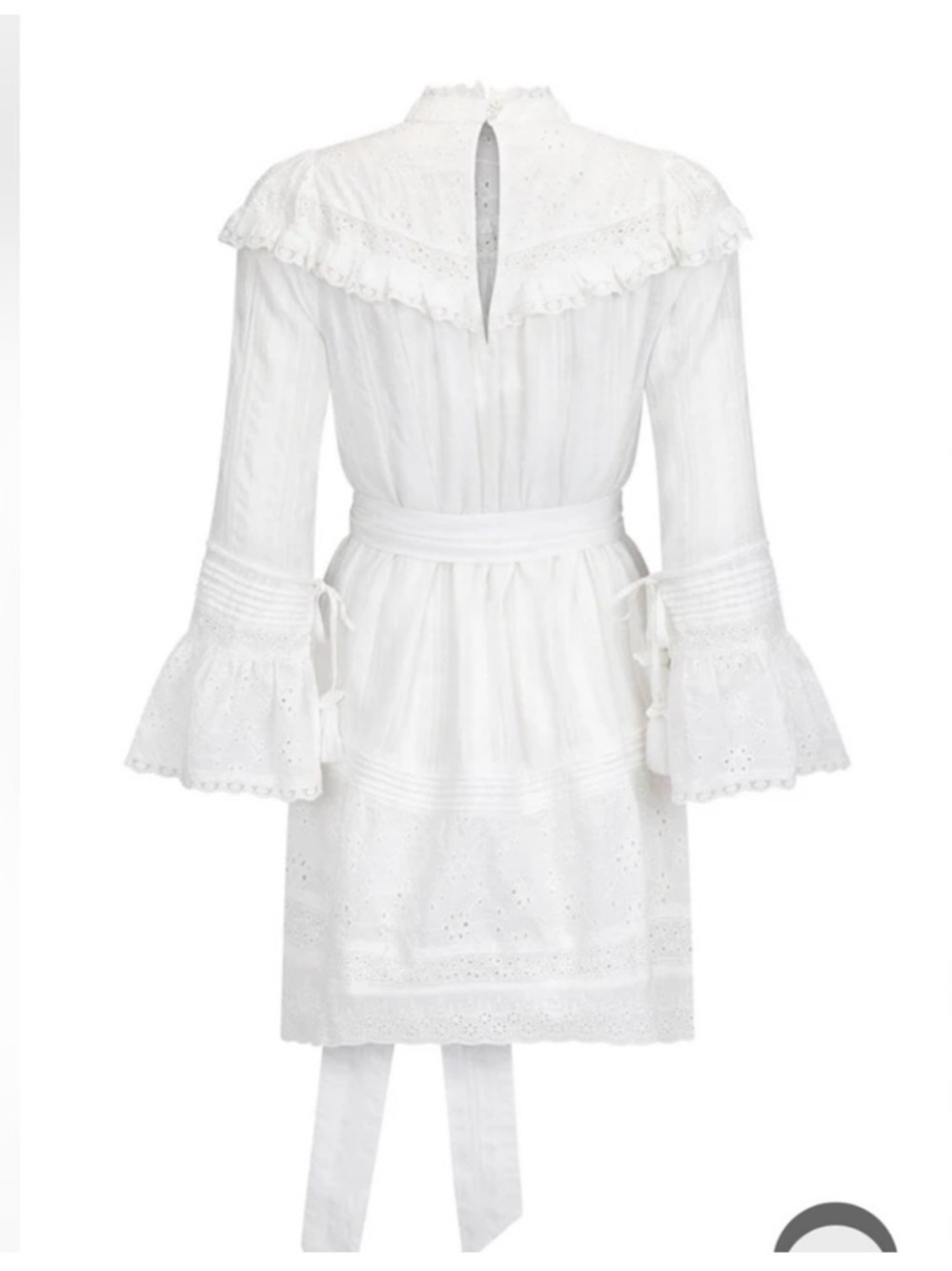 Spell x Free People Whimsy Garden Lace White Eyelet Tie-Waist Mini Dress - Picture 8 of 12